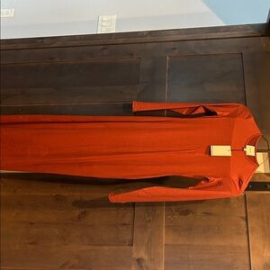 Reformation Terracotta Long Sleeve Dress-Tommie Knit Dress